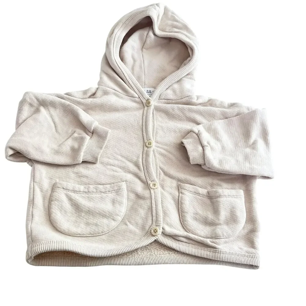Zara Girls Ecru Neutral Sweatshirt Hoodie size 9-12 months